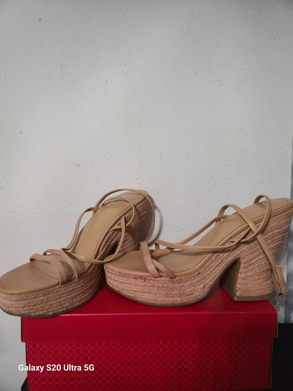 Marc Fisher Tan Woven Platform Sandals